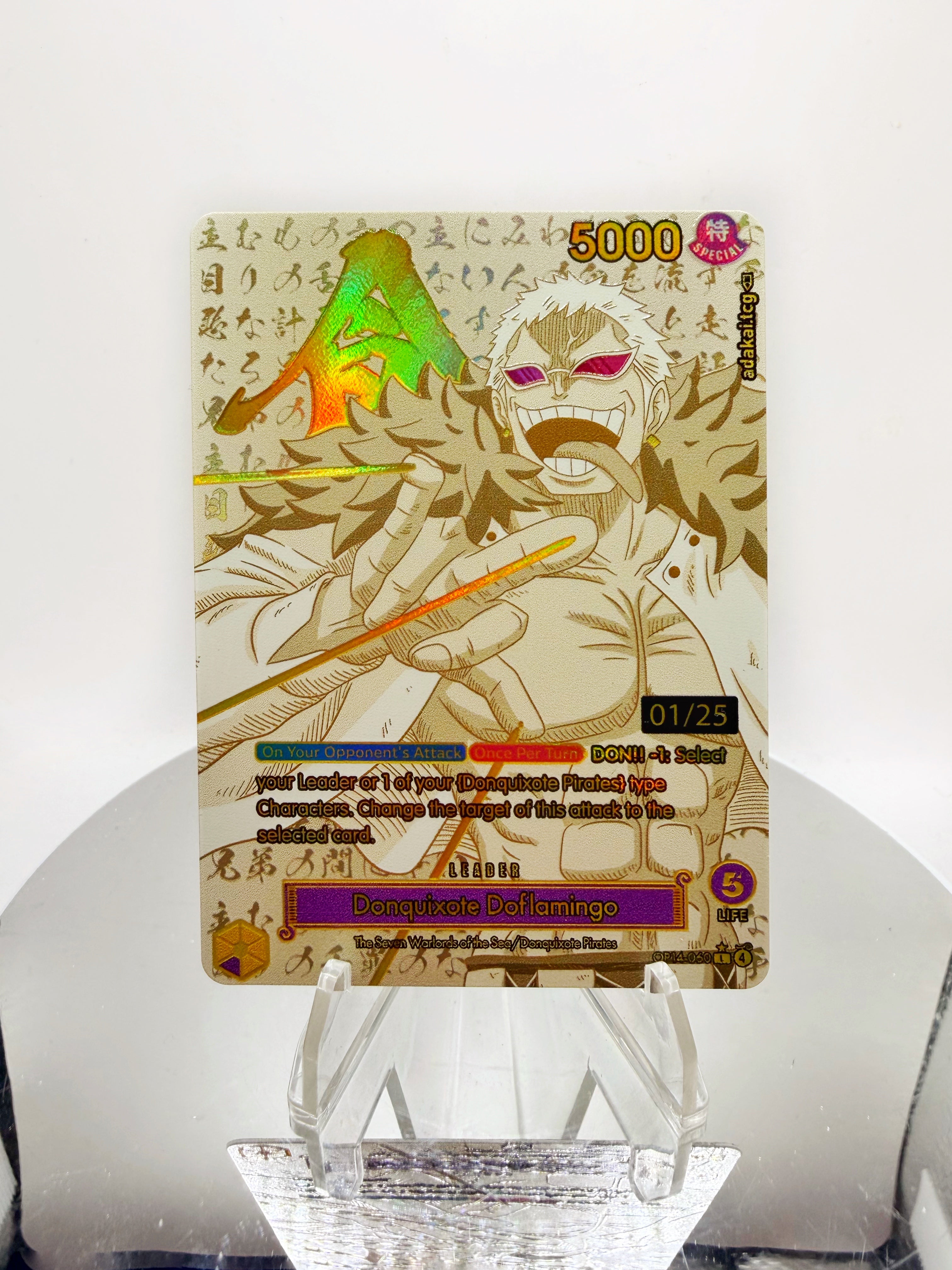 OP14 Donquixote Doflamingo “GLUTTONY” Divine Gold (Seven Sins Collection) One Piece Card Game