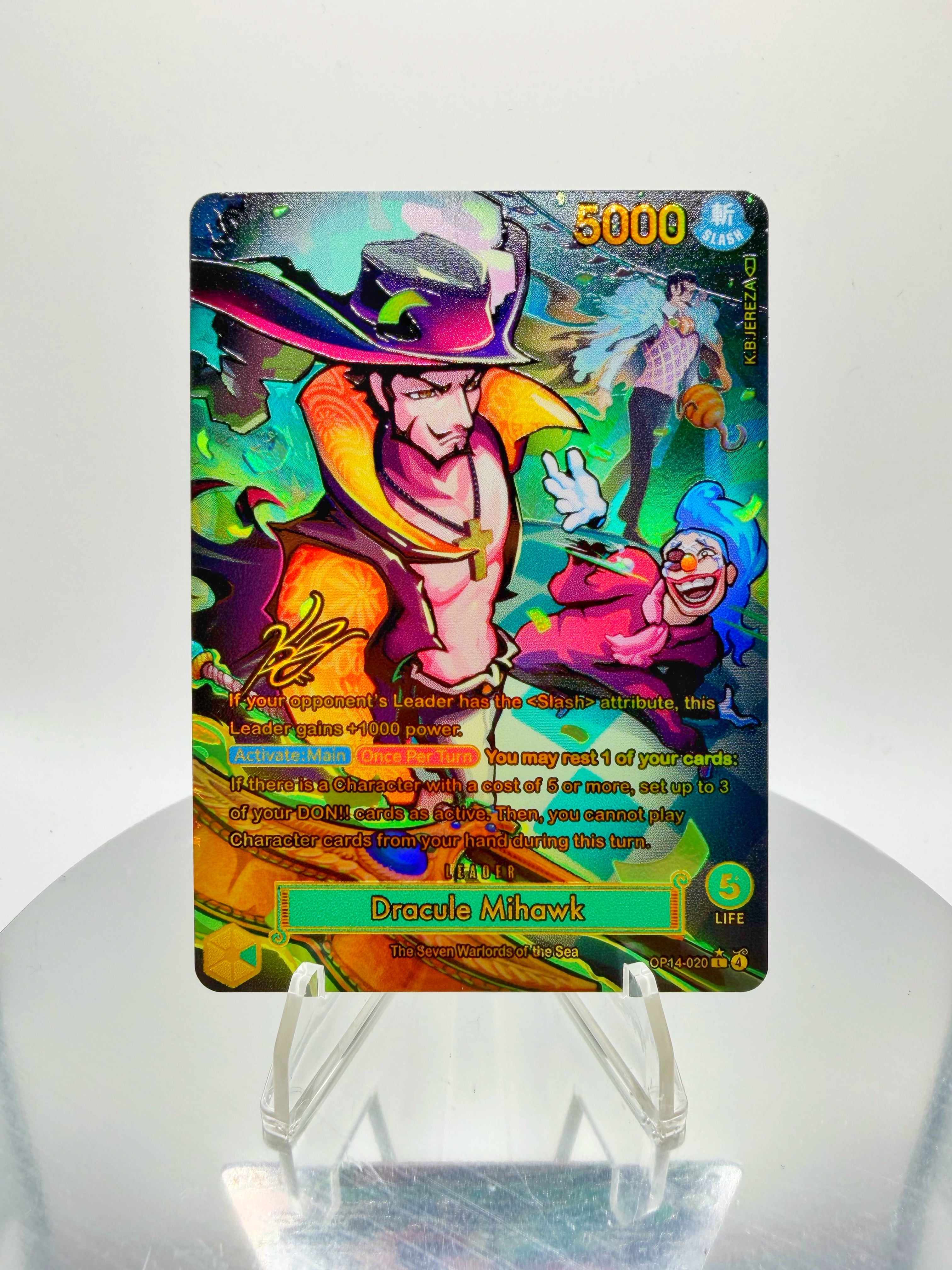 OP14 Dracule Mihawk “Cross Guild” SIGNATURE (Artist: KB Jereza) Custom Art