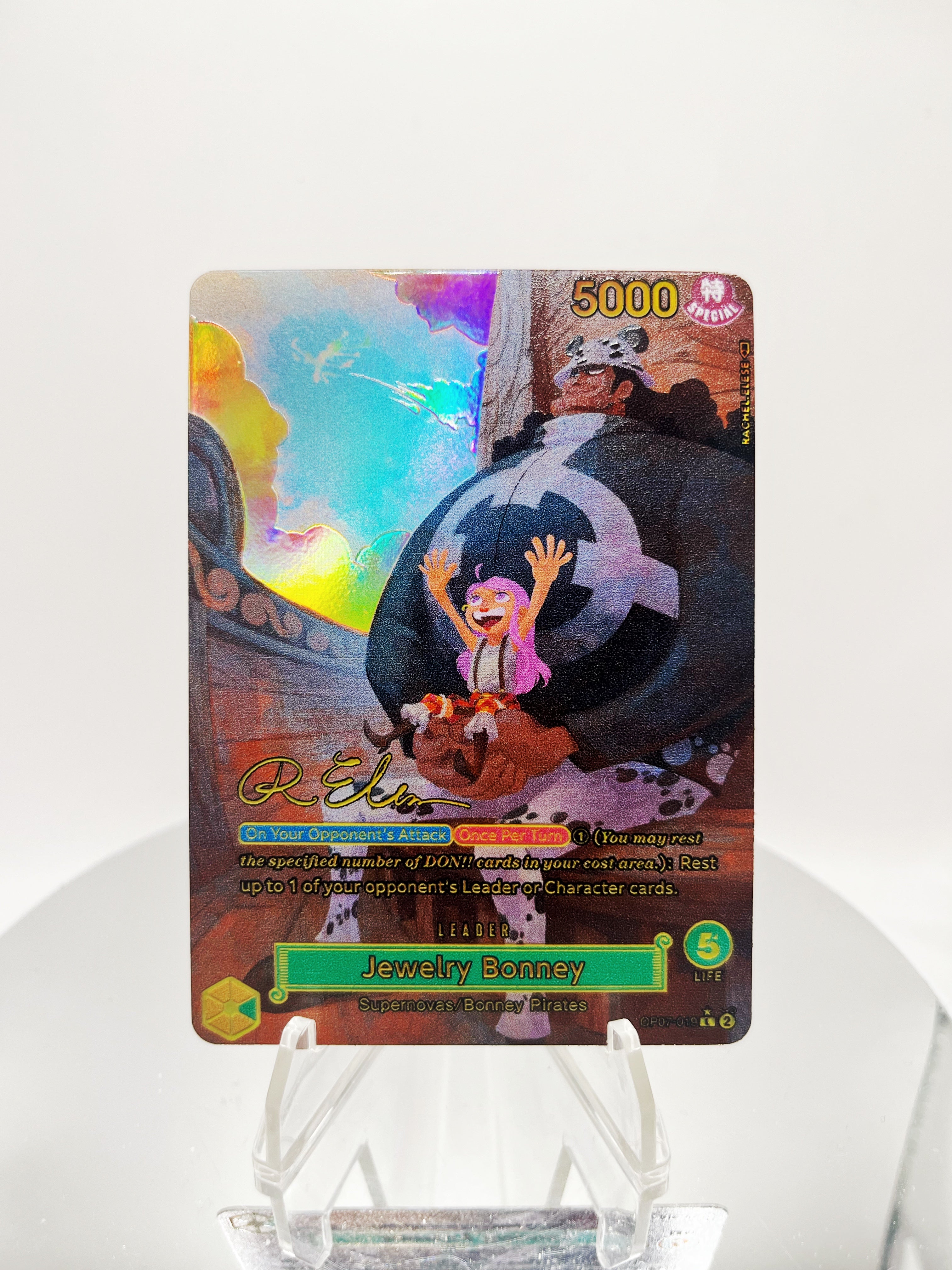 OP07 Jewelry Bonney “Reunited” SIGNATURE Full Art (Artist: Rachel Elese)