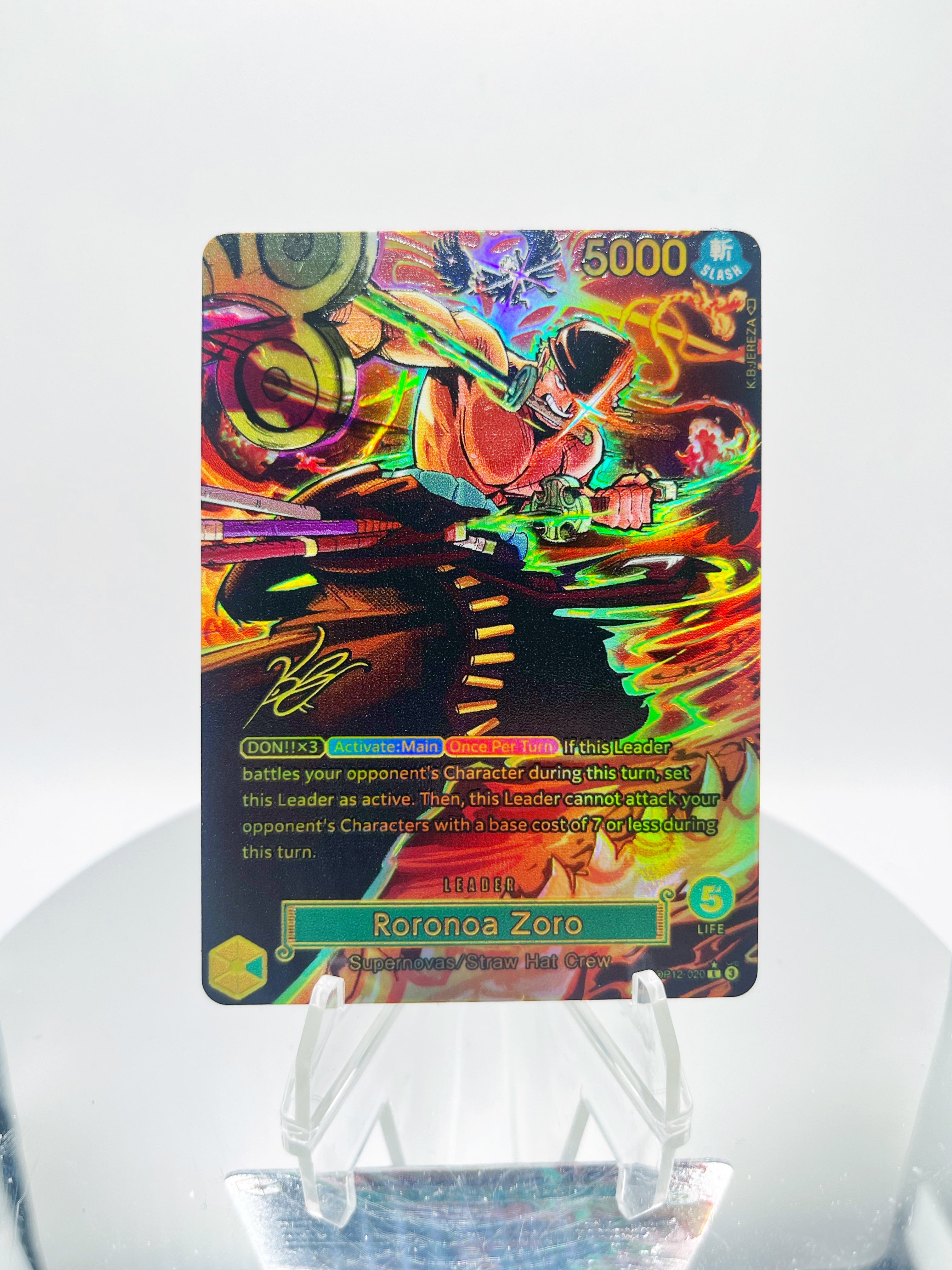 OP12 Roronoa Zoro “King of Hell” SIGNATURE (Artist: KB Jereza) One Piece Card Game