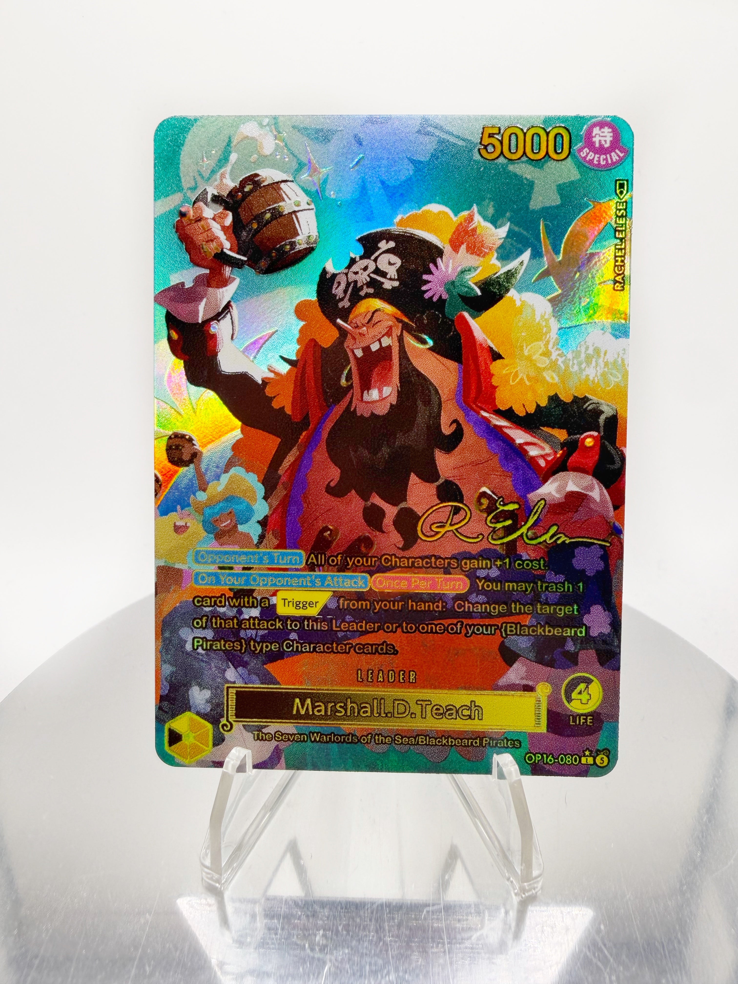 OP16 Blackbeard “Kanpai!!” SIGNATURE (Artist: Rachel Elese) Custom Art