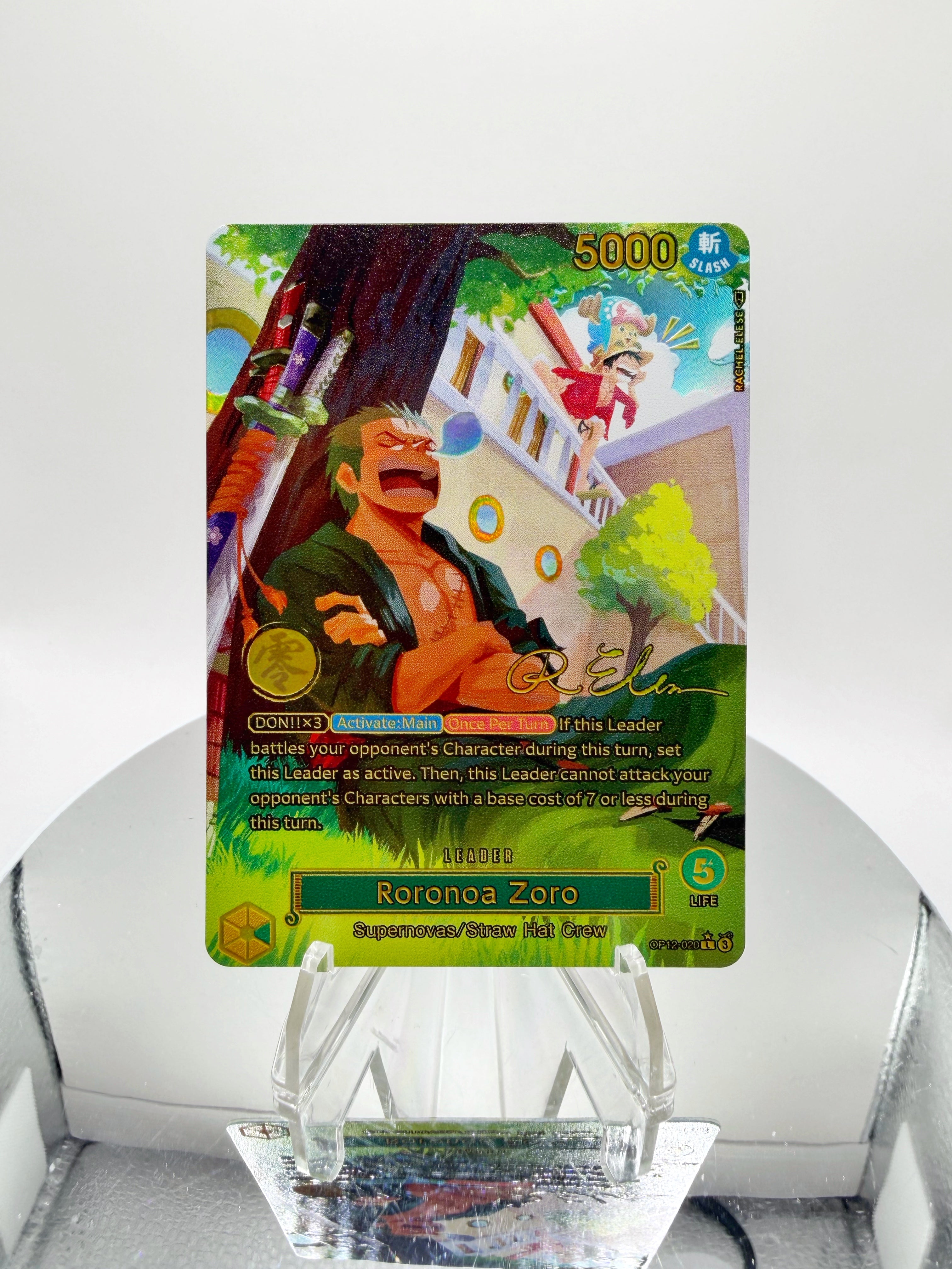 OP12 Roronoa Zoro “Naptime” KANJI STAMP SIGNATURE (Artist: Rachel Elese) One Piece Card Game