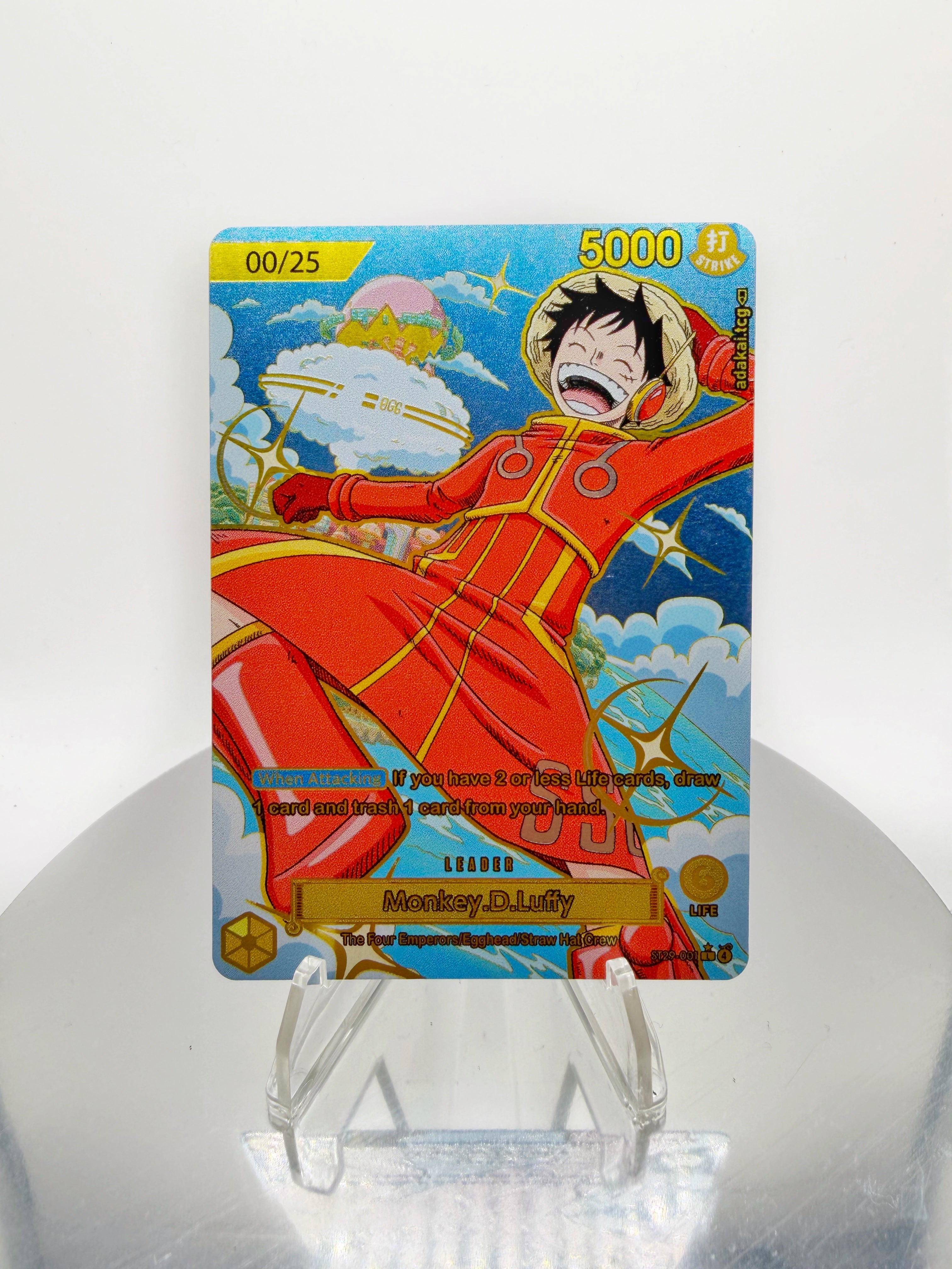 [SERIAL GOLD METAL] ST29 Monkey D Luffy Divine Gold Full Art (Serialized) One Piece Card Game