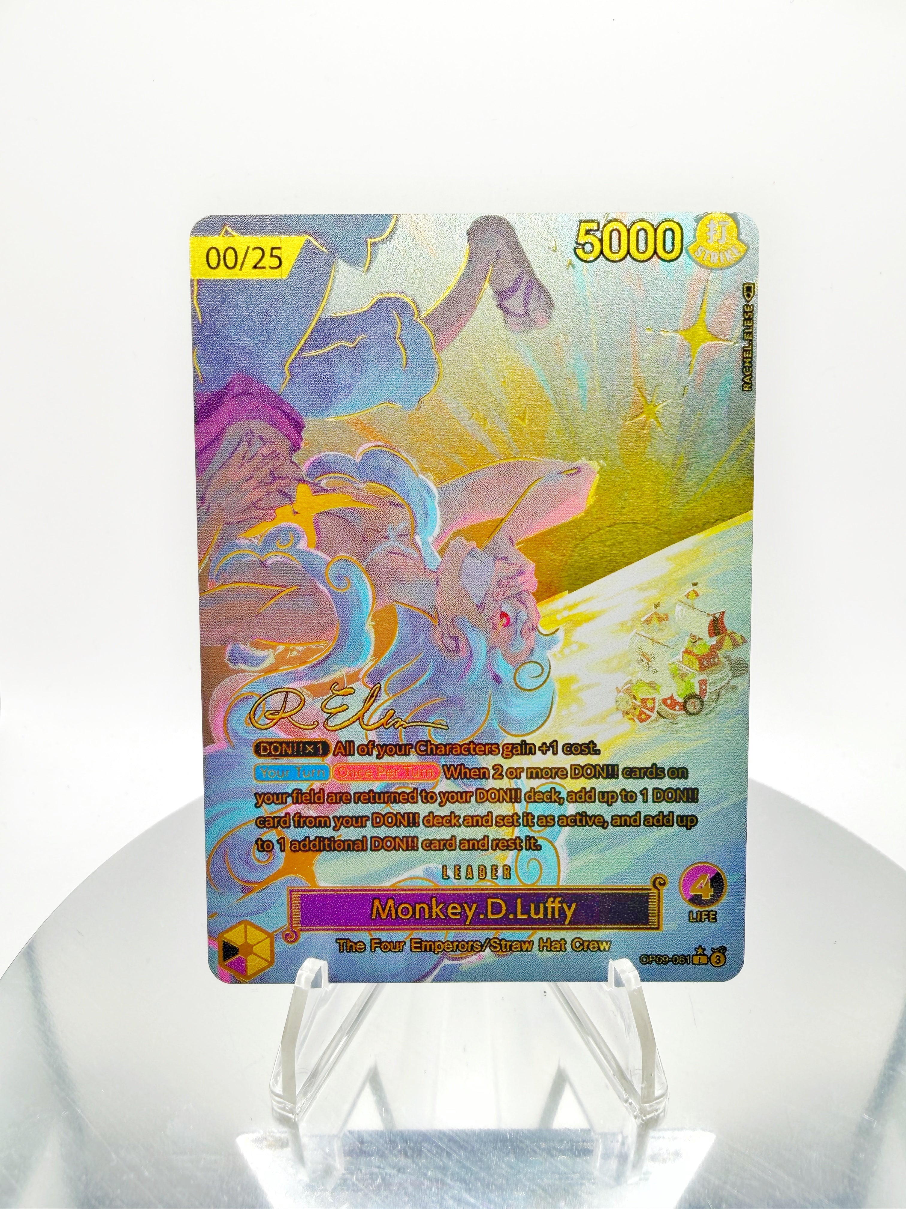 [SERIAL GOLD METAL] OP09 Monkey D. Luffy “Sunset” SIGNATURE (Artist: Rachel Elese) Custom Art