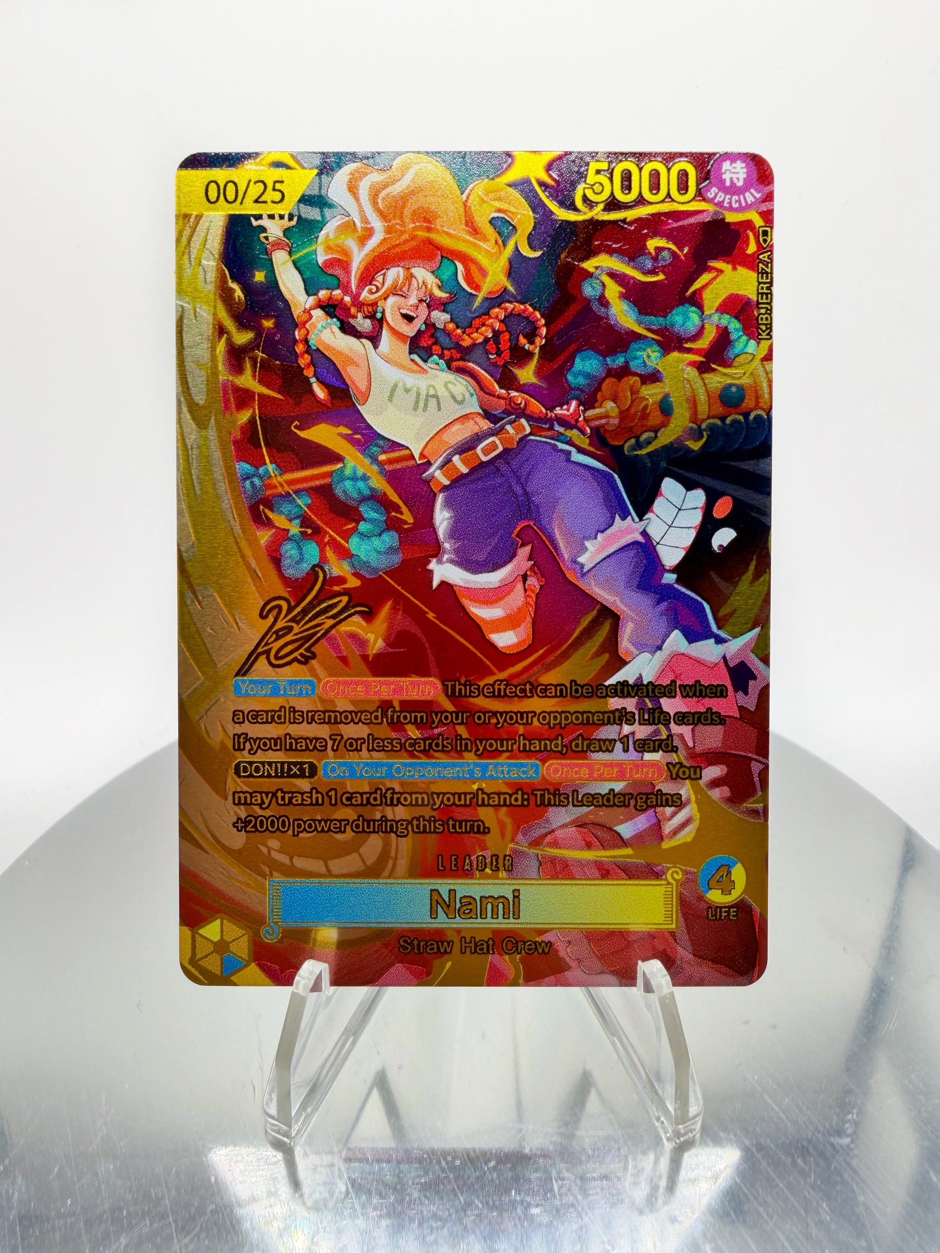 [SERIAL GOLD METAL] OP11 Nami “Ragnarok” SIGNATURE (Artist: KB Jereza)  Custom Art (Copy)