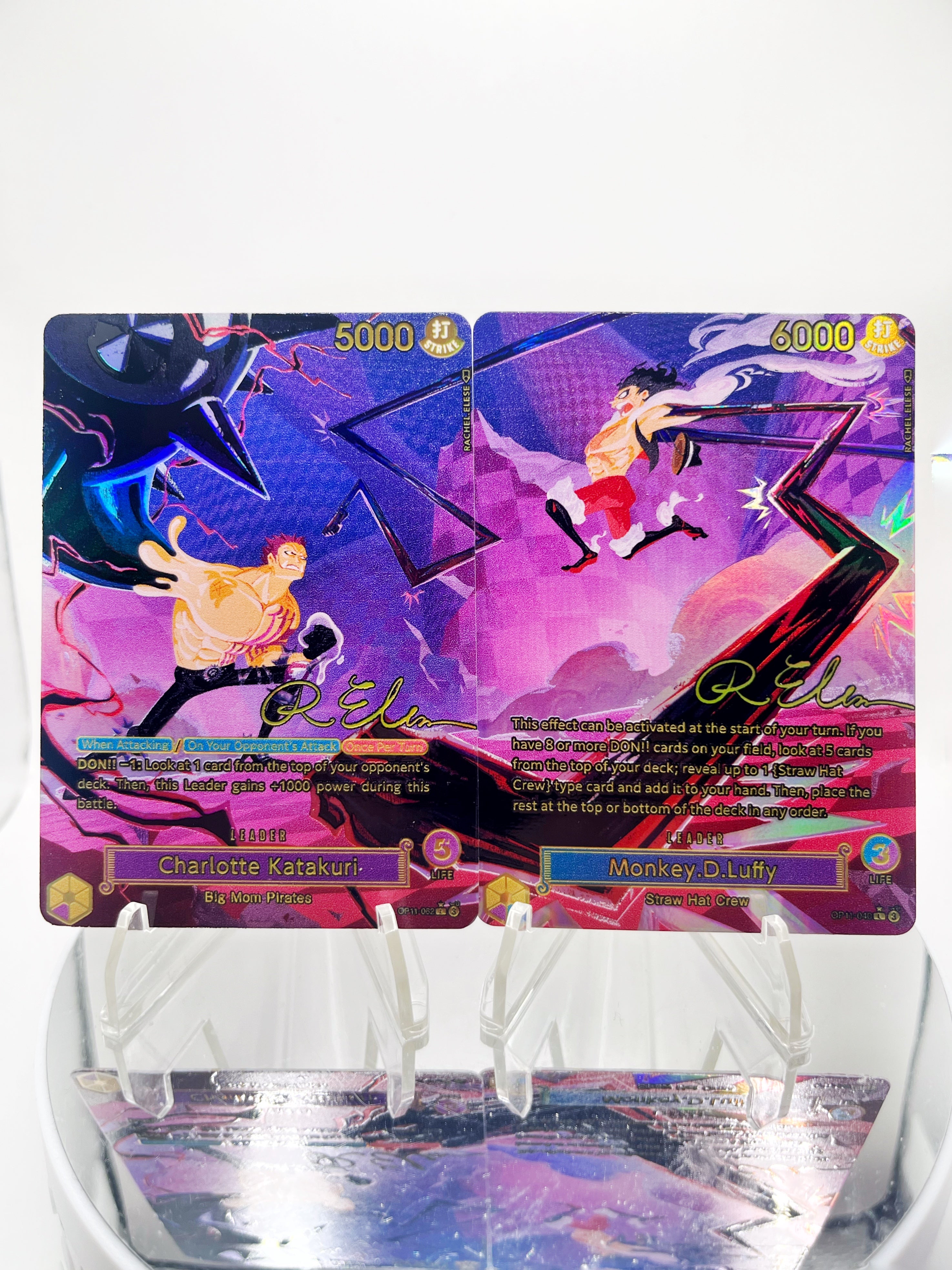 OP11 Luffy & Katakuri “Mirro-World” SIGNATURE BUNDLE Full Art (Artist: Rachel Elese)