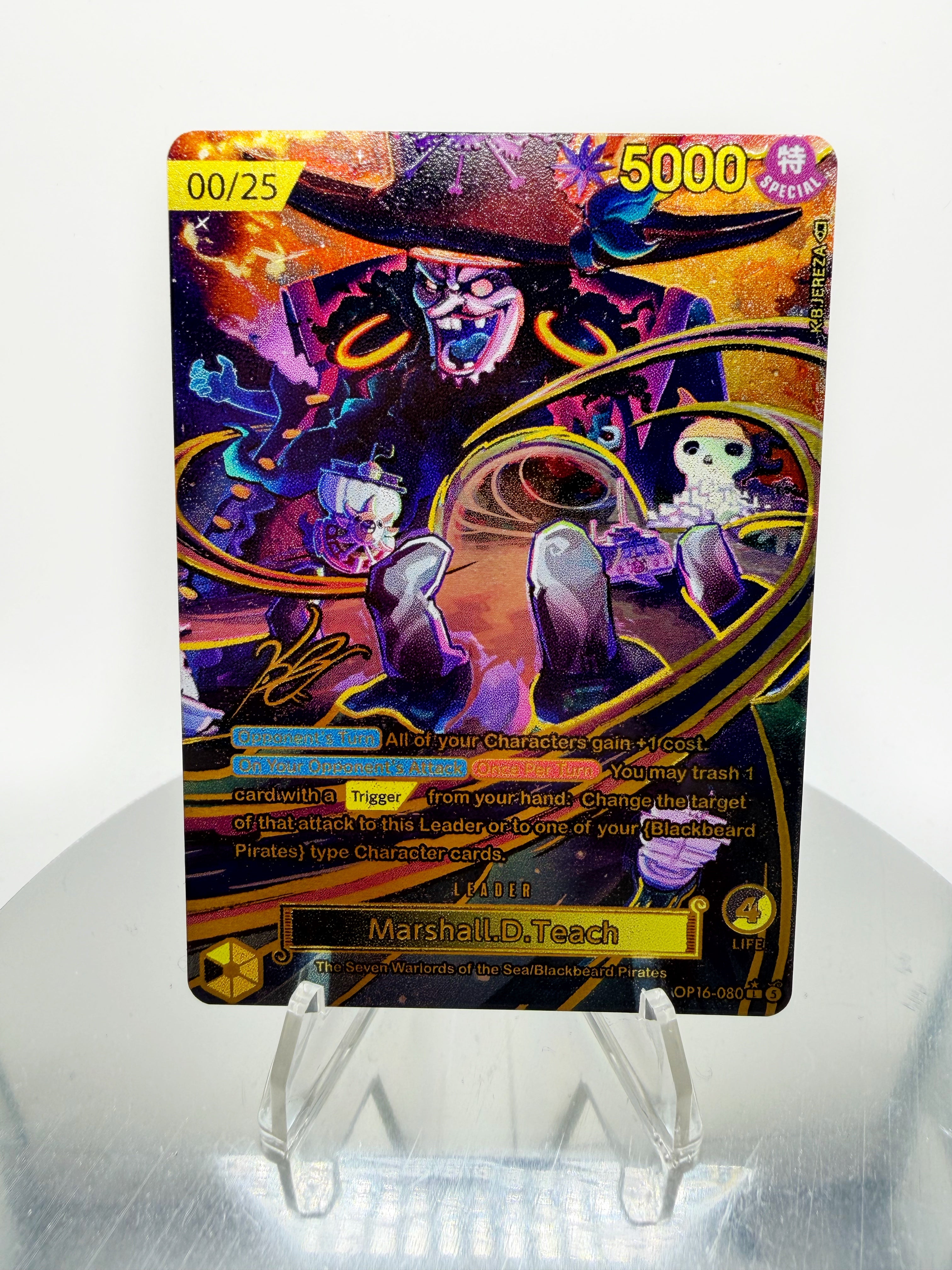 [SERIAL GOLD METAL CARD] OP16 Marshall D. Teach “Galaxy” (Artist: KB Jereza) Custom Art
